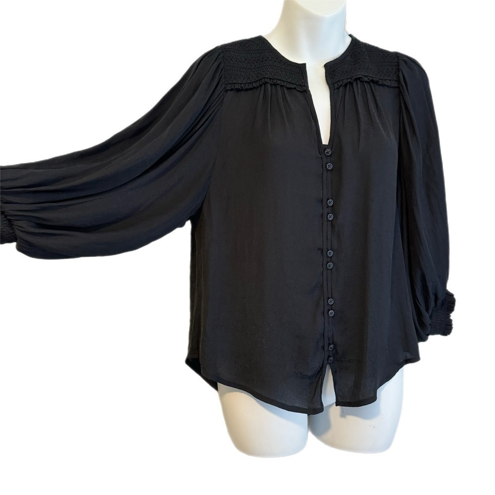 Anthropologie Black Snakeskin Blouse - Picture 2 of 9